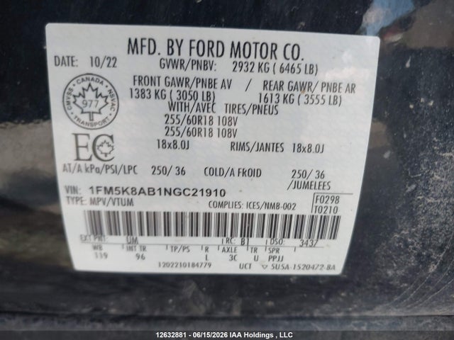 Ford Explorer Police Interceptor 2022 1FM5K8AB1NGC21910 Image 9