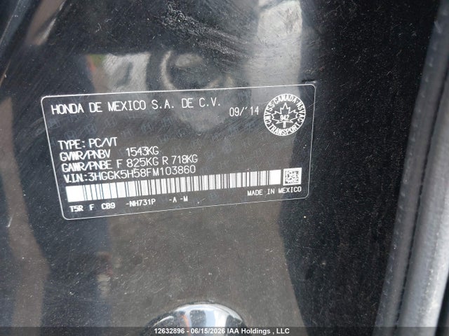 2015 Honda Fit Lx მანქანა იყიდება აუქციონზე, vin: 3HGGK5H58FM103860, აუქციონის ნომერი: 12632896