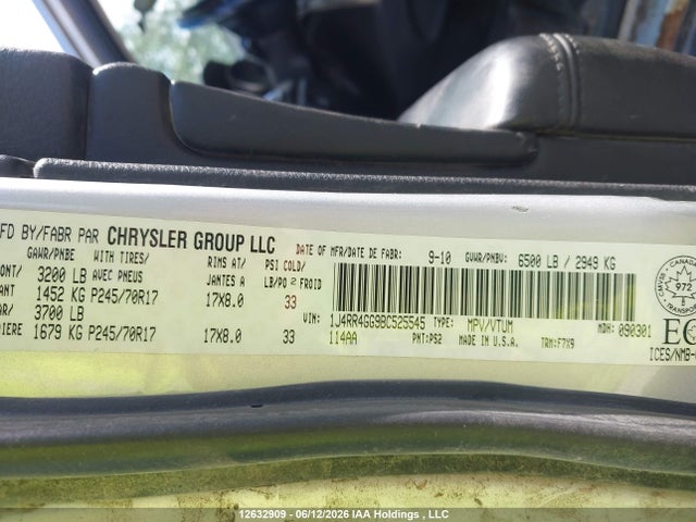 2011 Jeep Grand Cherokee Laredo მანქანა იყიდება აუქციონზე, vin: 1J4RR4GG9BC525545, აუქციონის ნომერი: 12632909