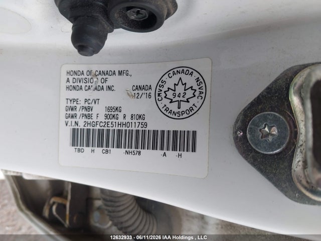 Honda Civic Lx 2017 2HGFC2E51HH011759 Image 9