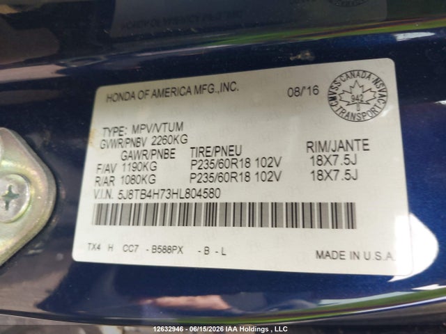Продаж на аукціоні авто 2017 Acura Rdx Elite, vin: 5J8TB4H73HL804580, номер лоту: 12632946