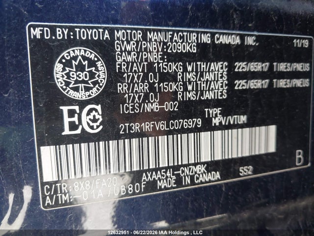 2T3R1RFV6LC076979 Toyota Rav4 Xle