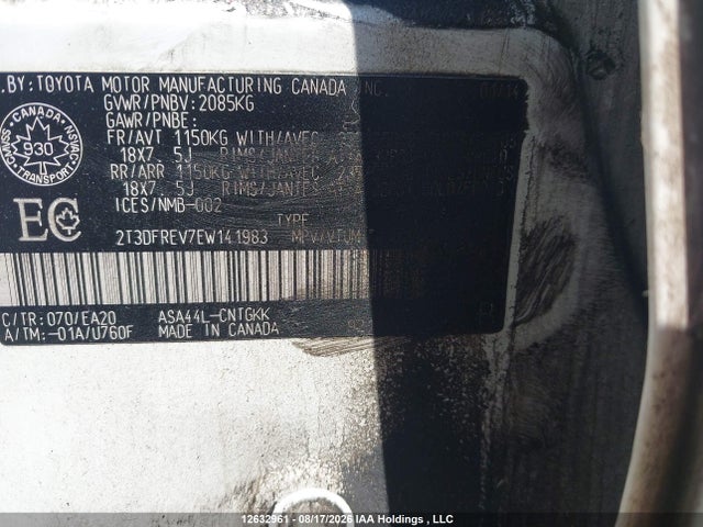 Toyota Rav4 Limited 2014 2T3DFREV7EW141983 Image 9