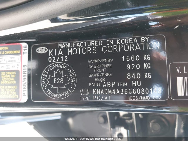 Продажа на аукционе авто 2012 Kia Rio Lx, vin: KNADM4A36C6080148, номер лота: 12632978