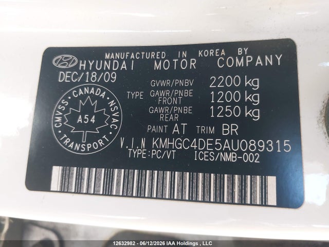 Продаж на аукціоні авто 2010 Hyundai Genesis 3.8l, vin: KMHGC4DE5AU089315, номер лоту: 12632982