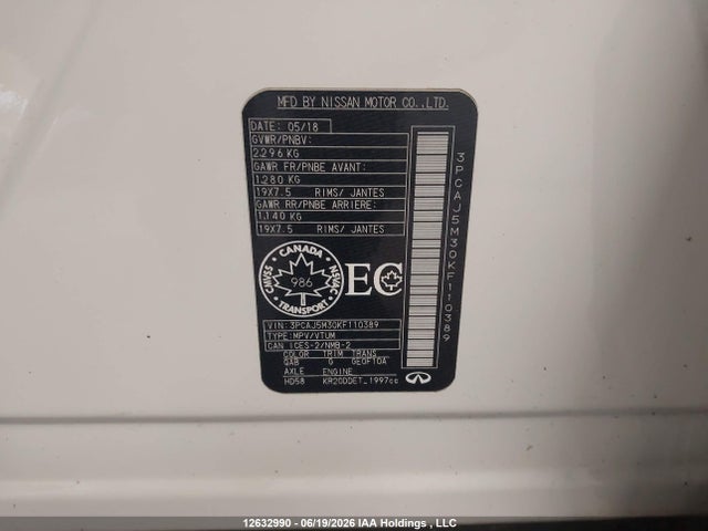 Продаж на аукціоні авто 2019 Infiniti Qx50, vin: 3PCAJ5M30KF110389, номер лоту: 12632990
