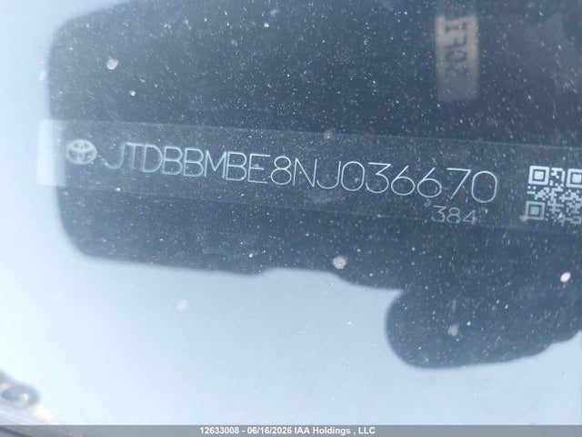 2022 Toyota Corolla Hybrid Base W/li Battery მანქანა იყიდება აუქციონზე, vin: JTDBBMBE8NJ036670, აუქციონის ნომერი: 12633008