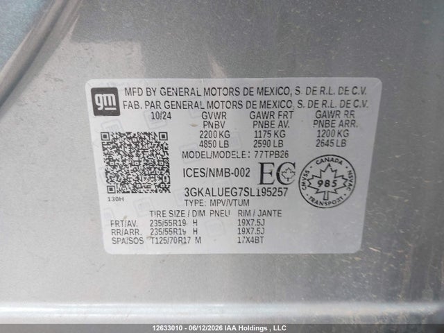Продажа на аукционе авто 2025 Gmc Terrain Elevation, vin: 3GKALUEG7SL195257, номер лота: 12633010