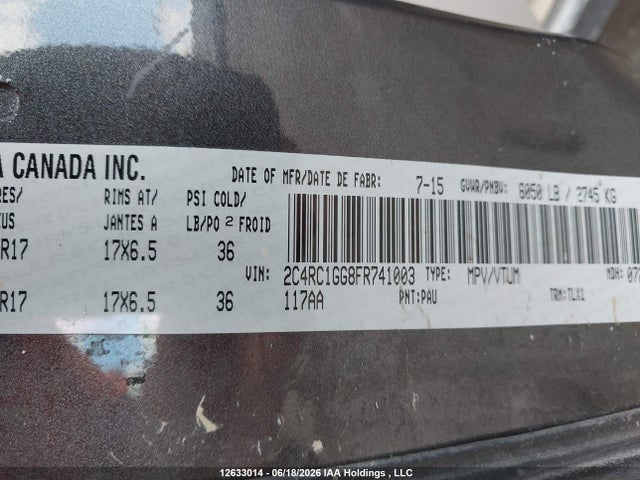 2C4RC1GG8FR741003 Chrysler Town &amp; Country Limited