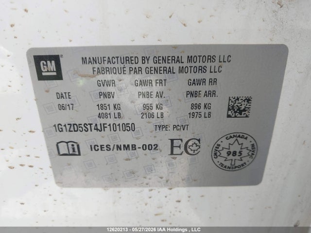 Продаж на аукціоні авто 2018 Chevrolet Malibu Lt, vin: 1G1ZD5ST4JF101050, номер лоту: 12620213