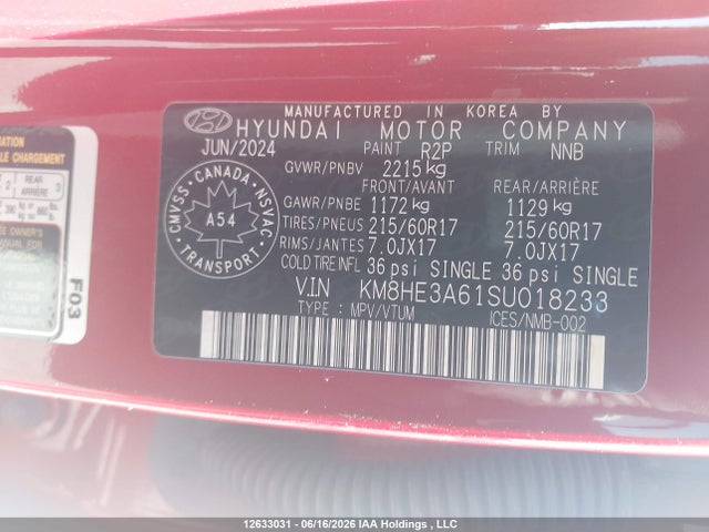 Aukcja sprzedaży 2025 Hyundai Kona Electric Preferred With Ultimate Package, vin: KM8HE3A61SU018233, numer aukcji: 12633031