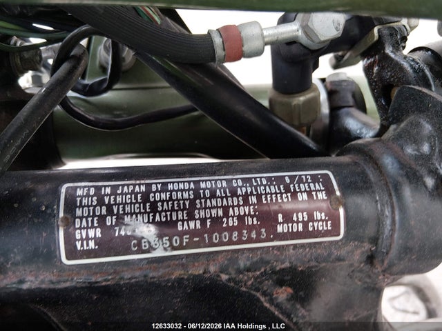 Продажа на аукционе авто 1973 Honda , vin: CB350F1008343, номер лота: 12633032