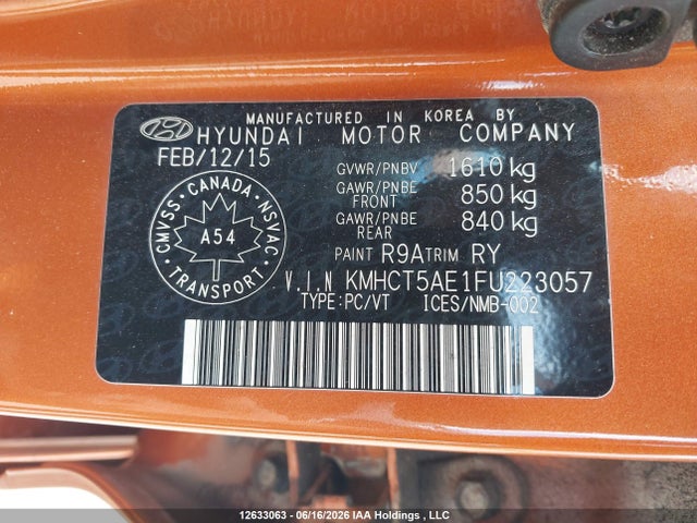 Hyundai Accent 2015 KMHCT5AE1FU223057 Image 9