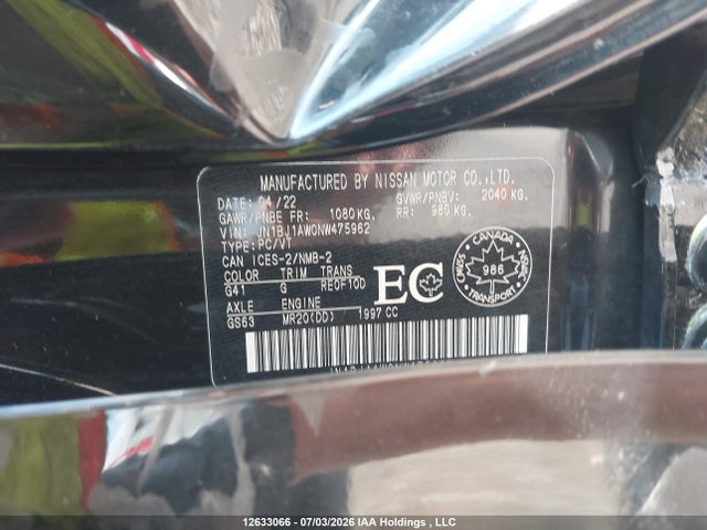 12633066 :رقم المزاد ، JN1BJ1AW0NW475962 vin ، 2022 Nissan Qashqai S مزاد بيع