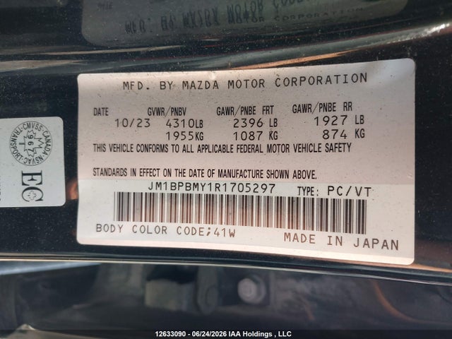 Aukcja sprzedaży 2024 Mazda 3 Gt, vin: JM1BPBMY1R1705297, numer aukcji: 12633090