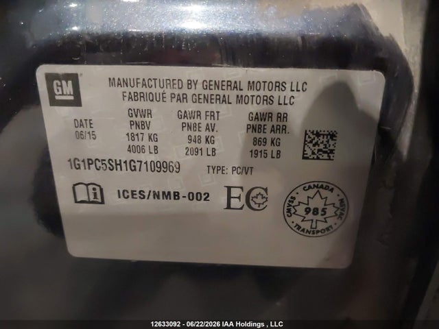 Продаж на аукціоні авто 2016 Chevrolet Cruze, vin: 1G1PC5SH1G7109969, номер лоту: 12633092