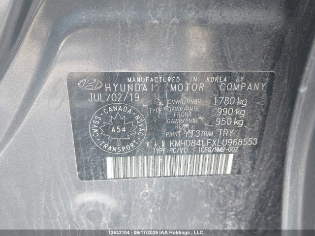 12633104 :رقم المزاد ، KMHD84LFXLU968553 vin ، 2020 Hyundai Elantra Preferred With Sun And Safety Package Auto Ivt مزاد بيع