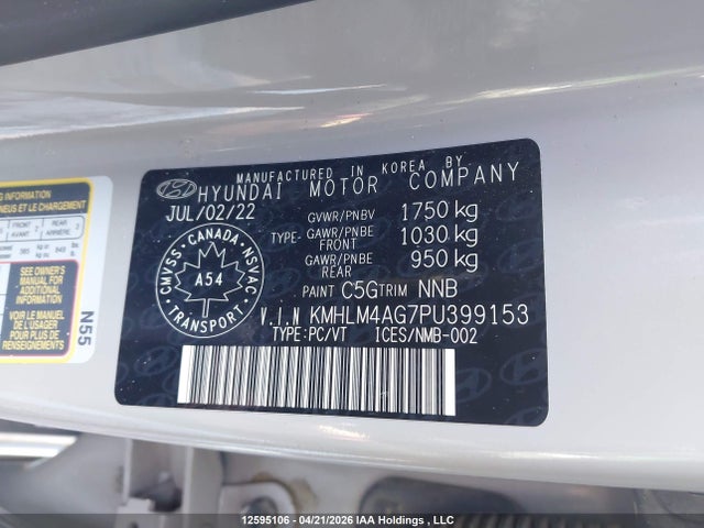 2023 Hyundai Elantra Essential Ivt With Hyundai Smartsense Package მანქანა იყიდება აუქციონზე, vin: KMHLM4AG7PU399153, აუქციონის ნომერი: 12595106