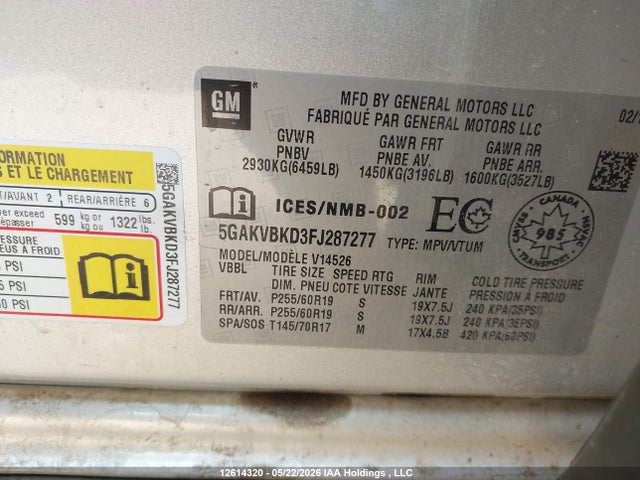Buick Enclave Leather 2015 5GAKVBKD3FJ287277 Image 18