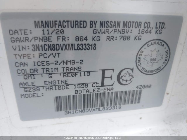 Nissan VERSA S 2021 3N1CN8DVXML833318 Image 9