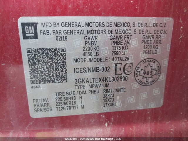 Продажа на аукционе авто 2019 Gmc Terrain Sle, vin: 3GKALTEX4KL302890, номер лота: 12633198