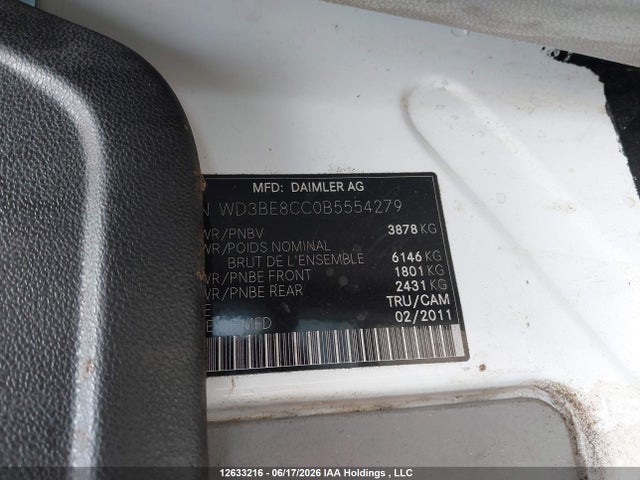 Aukcja sprzedaży 2011 Mercedes-benz Sprinter 2500, vin: WD3BE8CC0B5554279, numer aukcji: 12633216