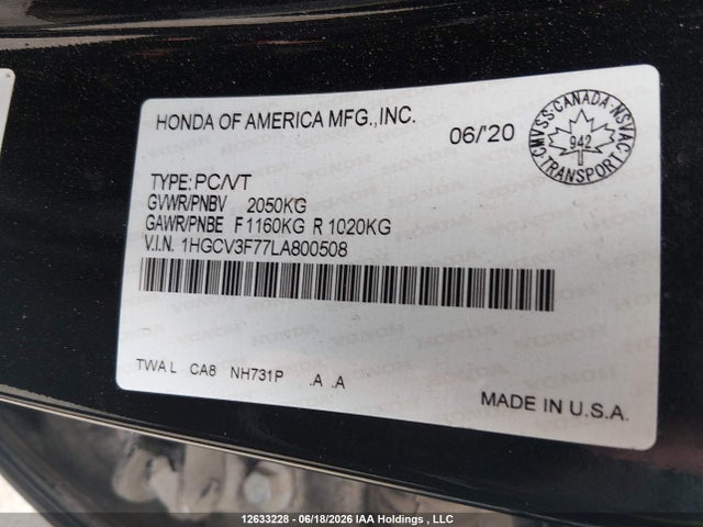 1HGCV3F77LA800508 Honda ACCORD HYBRID