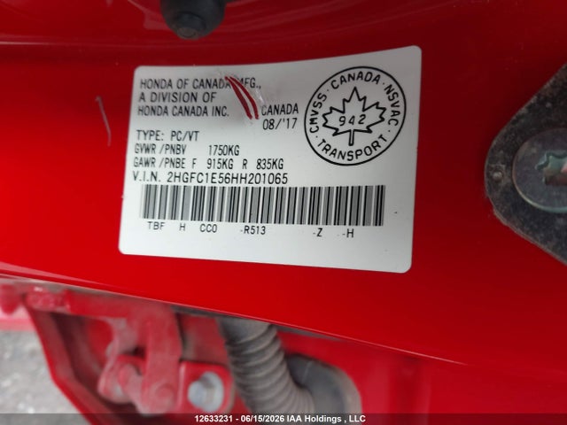 2HGFC1E56HH201065 Honda Civic Si Si