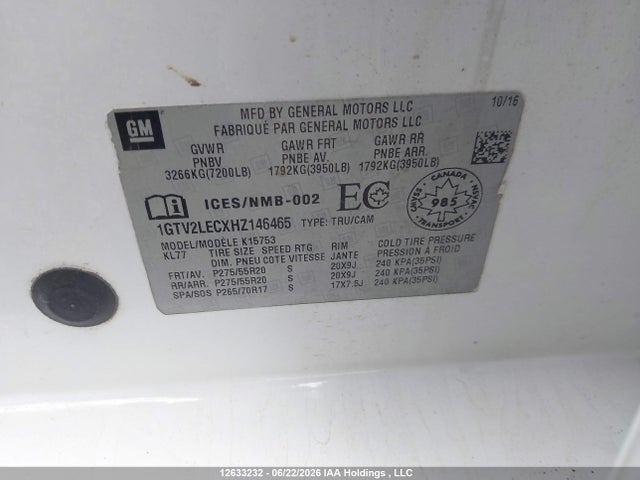 GMC SIERRA 1500 2017 1GTV2LECXHZ146465 Image 9