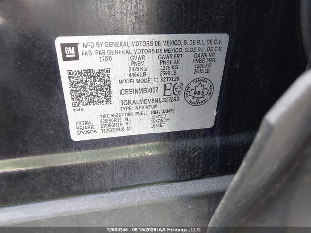 12633245 :رقم المزاد ، 3GKALMEV8ML337262 vin ، 2021 Gmc Terrain Sle مزاد بيع