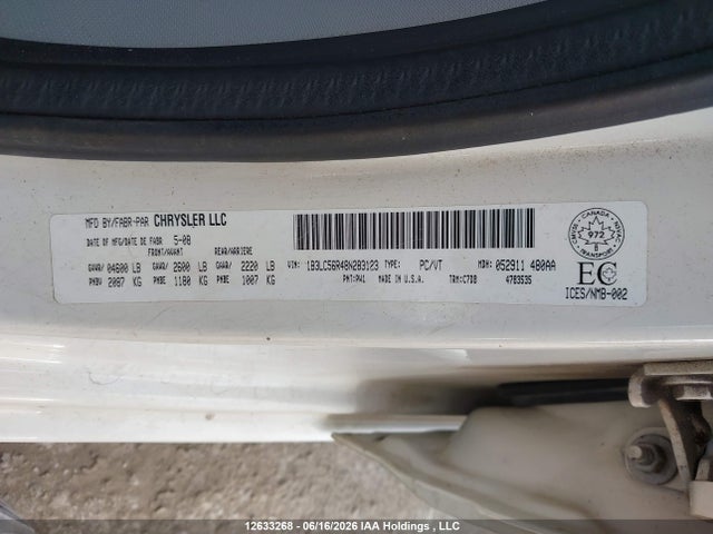 12633268 :رقم المزاد ، 1B3LC56R48N283123 vin ، 2008 Dodge Avenger Sxt مزاد بيع