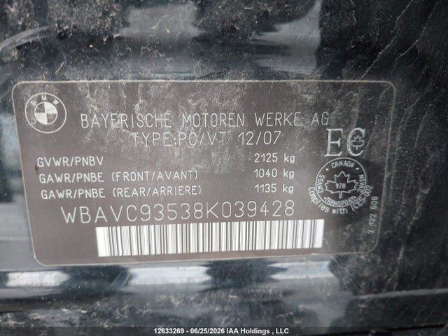 Продаж на аукціоні авто 2008 Bmw 328xi, vin: WBAVC93538K039428, номер лоту: 12633269