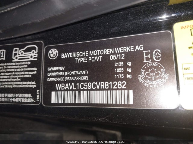 12633310 :رقم المزاد ، WBAVL1C59CVR81282 vin ، 2012 Bmw X1 Xdrive28i مزاد بيع