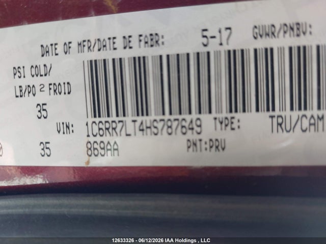 RAM 1500 Slt 2017 1C6RR7LT4HS787649 Image 9