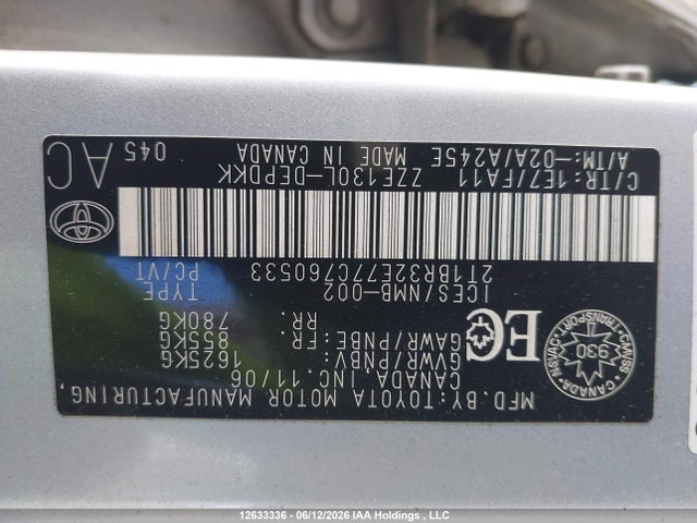 Aukcja sprzedaży 2007 Toyota Corolla Ce/le/sport, vin: 2T1BR32E77C760533, numer aukcji: 12633336