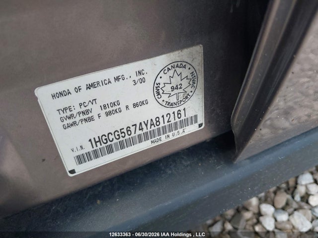 Продажа на аукционе авто 2000 Honda Accord Se, vin: 1HGCG5674YA812161, номер лота: 12633363