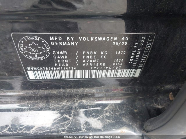 Aukcja sprzedaży 2010 Volkswagen Golf, vin: WVWCA7AJ4AW114124, numer aukcji: 12633372