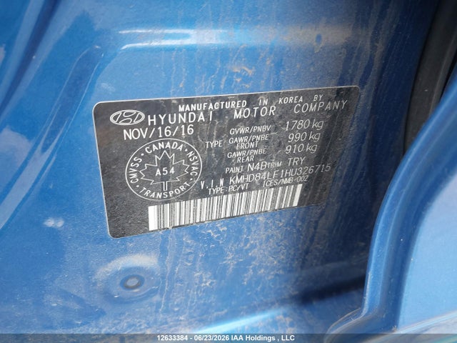 12633384 :رقم المزاد ، KMHD84LF1HU326715 vin ، 2017 Hyundai Elantra Gl مزاد بيع