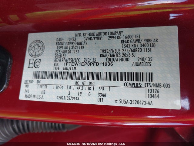 Ford F150 Supercrew 2023 1FTEW1EP0PFD11936 Image 9