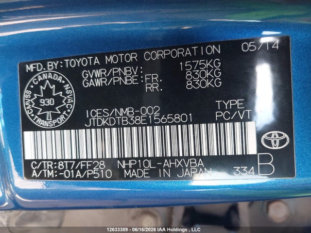 Toyota PRIUS C 2014 JTDKDTB38E1565801 Image 19