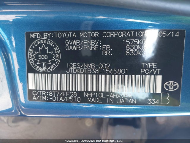 Toyota PRIUS C 2014 JTDKDTB38E1565801 Image 9