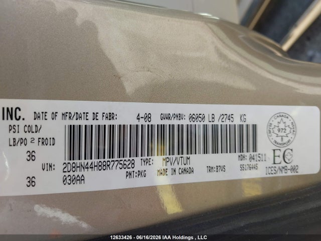 Aukcja sprzedaży 2008 Dodge Grand Caravan Se, vin: 2D8HN44H88R775628, numer aukcji: 12633426