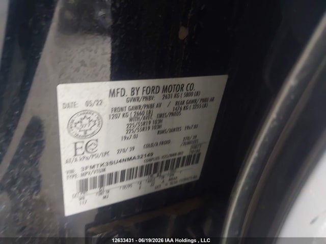 Продаж на аукціоні авто 2022 Ford Mustang Mach-e Premium, vin: 3FMTK3SU4NMA32149, номер лоту: 12633431