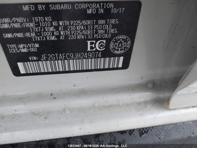 2018 Subaru Crosstrek Sport მანქანა იყიდება აუქციონზე, vin: JF2GTAFC9JH249074, აუქციონის ნომერი: 12633447