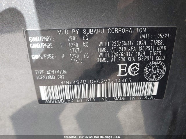Subaru Outback Touring 2021 4S4BTDEC2M3214465 Image 18