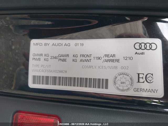 Продажа на аукционе авто 2019 Audi S5 3.0t Technik, vin: WAUC4CF55KA028828, номер лота: 12633466