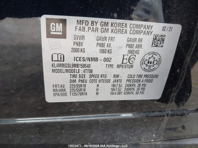 Buick ENCORE GX 2021 KL4MMGSL9MB150540 Image 9