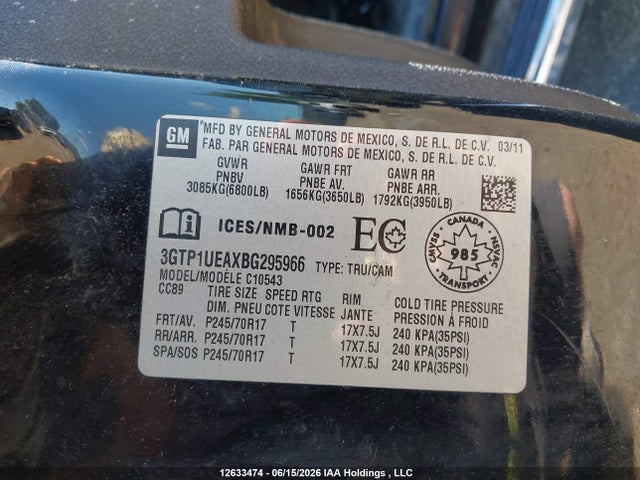 Aukcja sprzedaży 2011 Gmc Sierra C1500 Sl, vin: 3GTP1UEAXBG295966, numer aukcji: 12633474