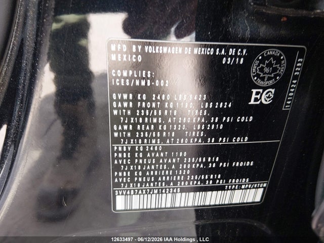 3VV4B7AX7JM142345 Volkswagen Tiguan Sel Premium