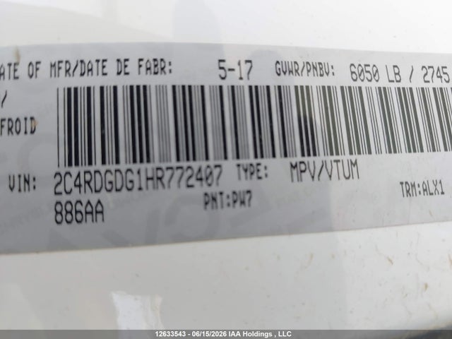 Dodge Grand Caravan Crew 2017 2C4RDGDG1HR772407 Image 18